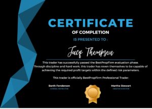 prop firm passing certificate 3